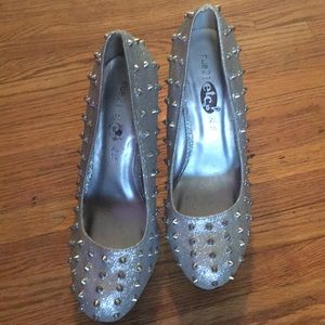 Silver spiked stilettos